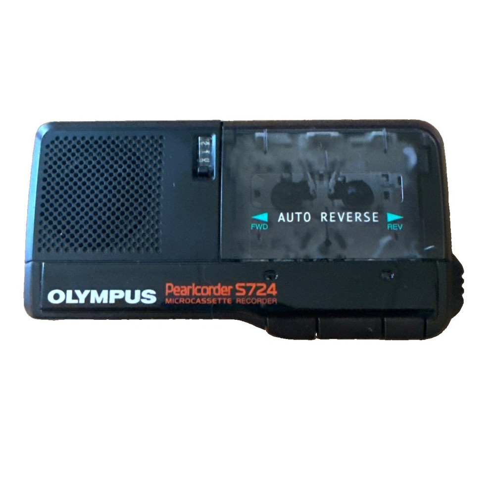 Olympus Pearlcorder S724 Handheld Black Auto Reverse Microcassette Recorder Work